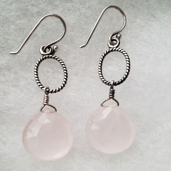 Silpada Sterling Silver Rose Quartz Teardrop Earrings W1872 RARE - Picture 7 of 11